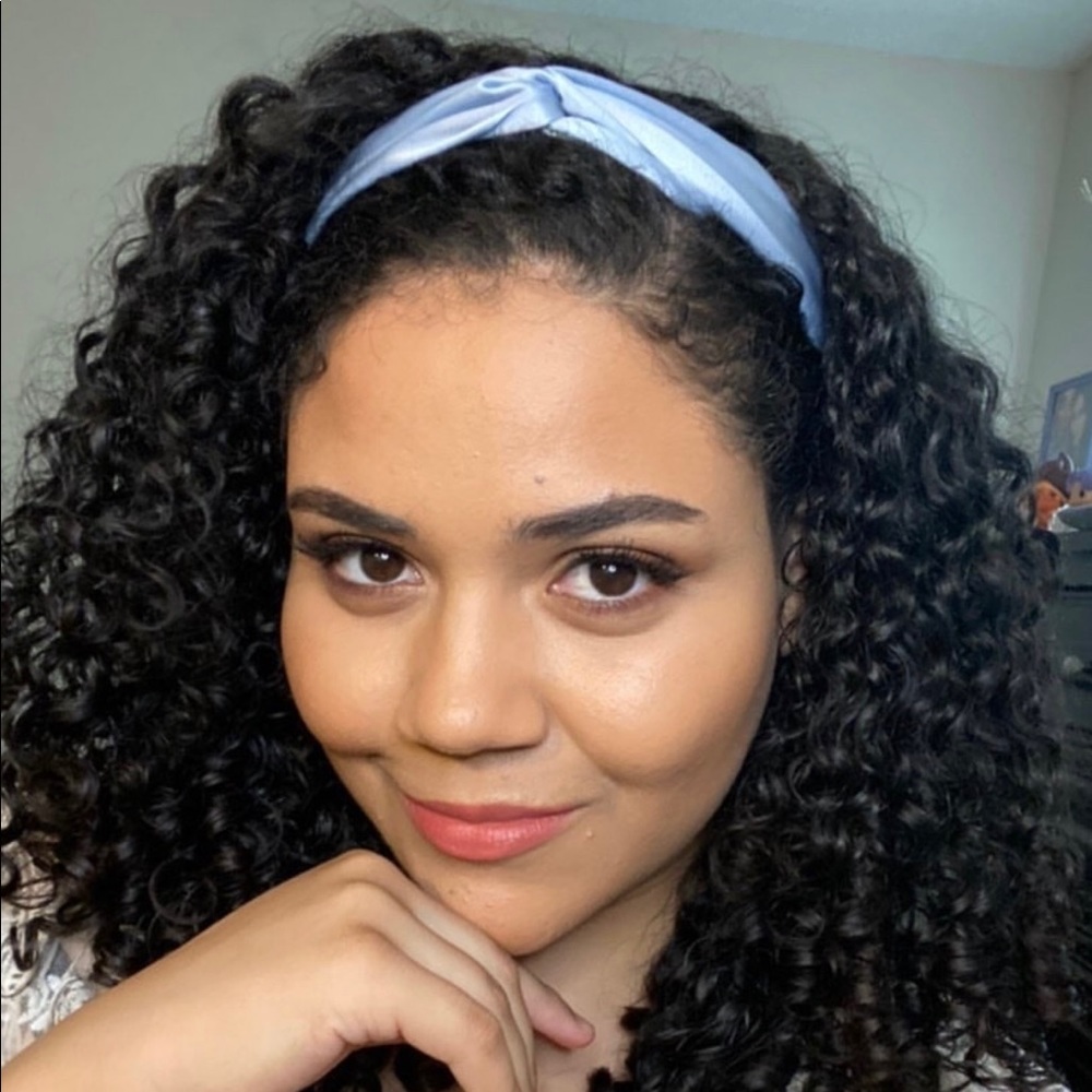 Light blue mulberry silk headband